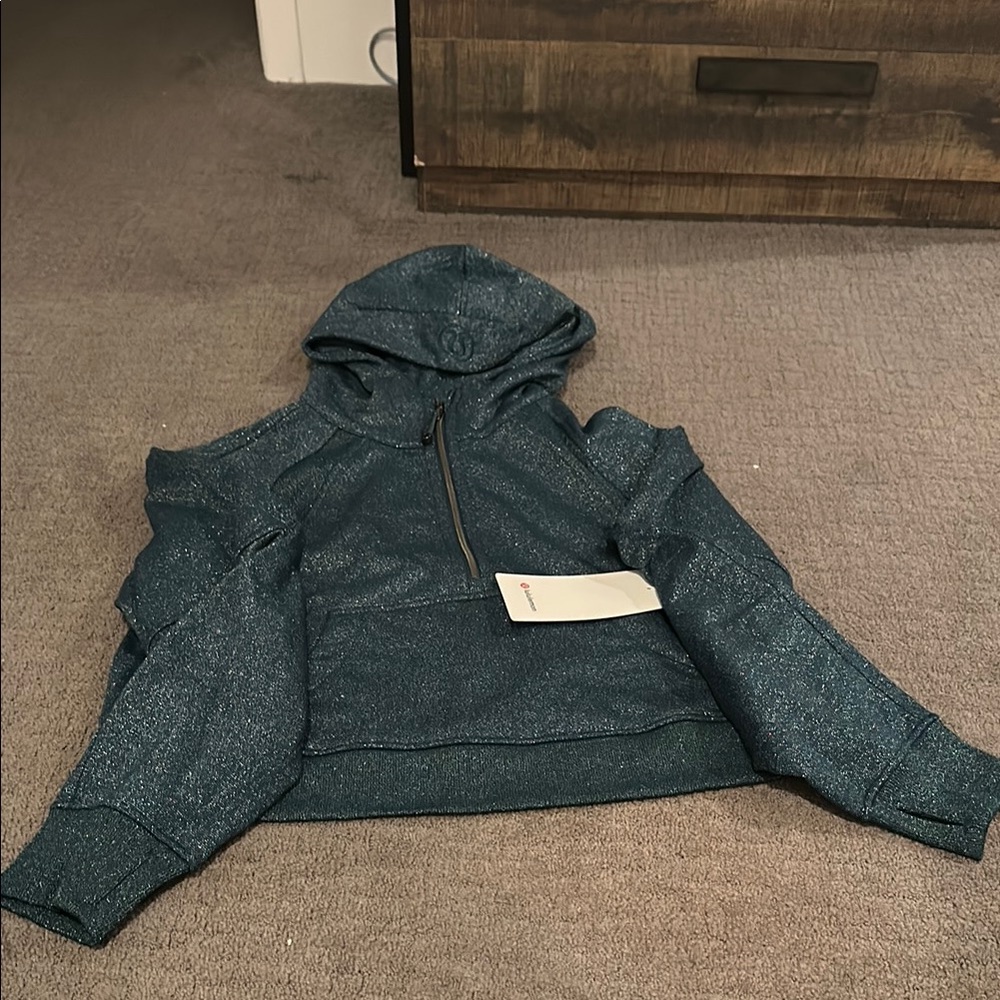 Lululemon Teal Scuba Oversized Half-Zip Sparkle Hoodie